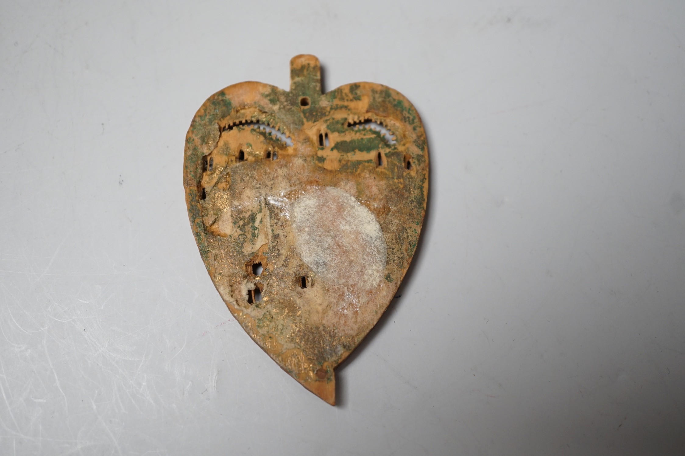 19th century Mount Athos, Greek carved wood medallion, indistinctly inscribed